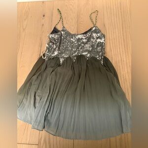 BKE Sequin and Pleated Camisole in Silver and Green
